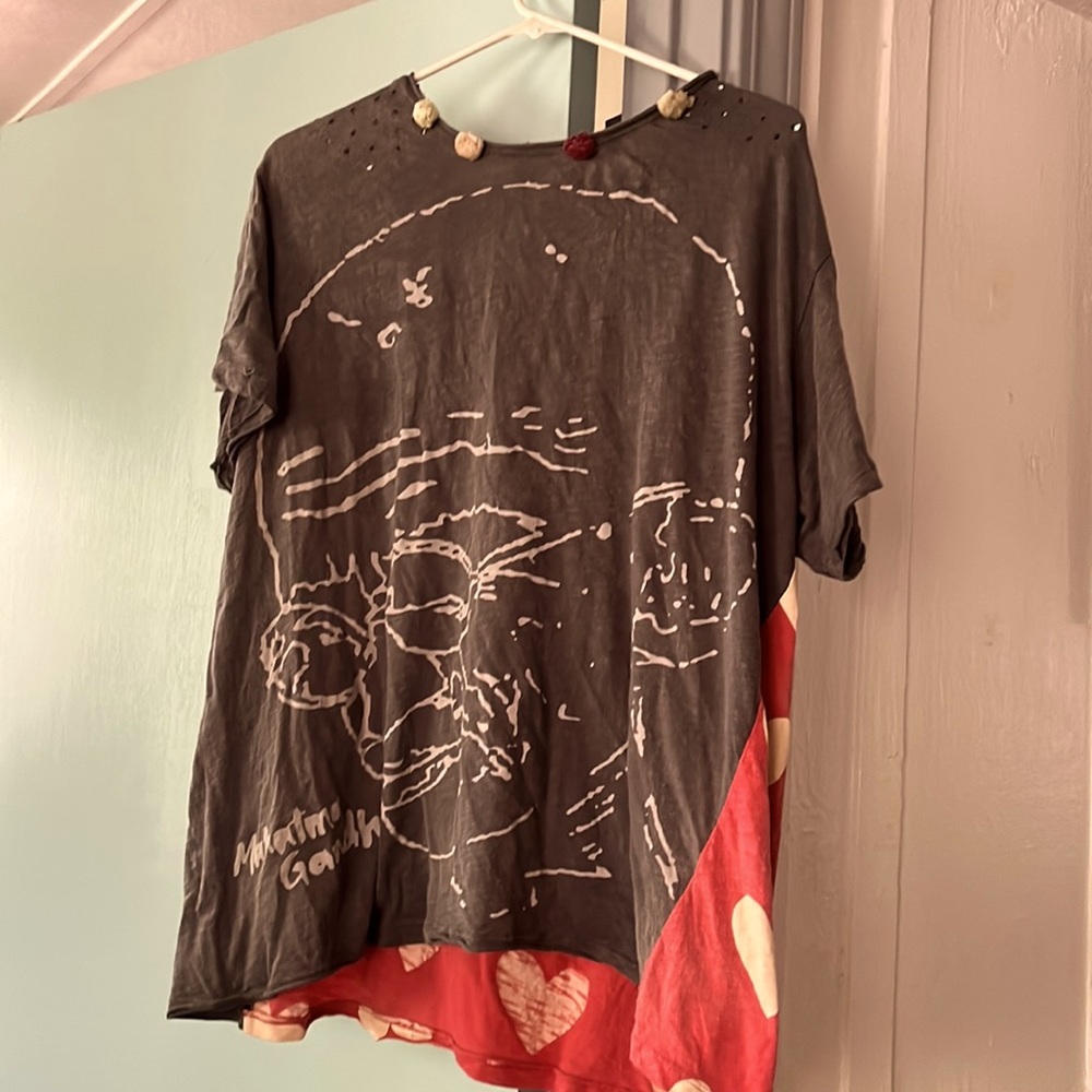 Magnolia Pearl Gandhi shirt with hearts and pom-poms